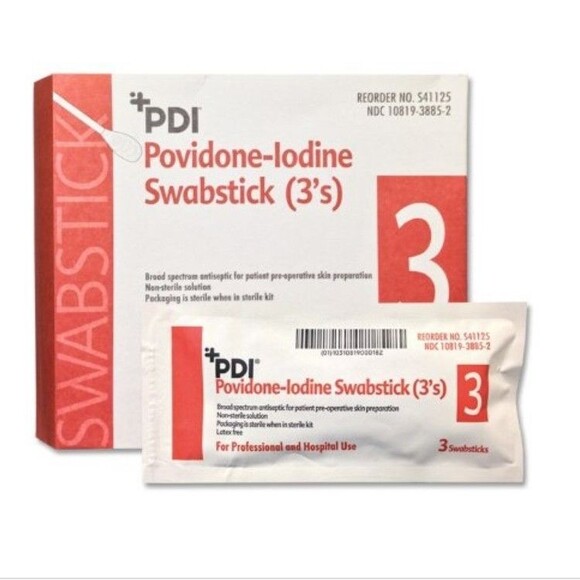 PVP Iodine Prep Swabstick 2-3/4" x 5-3/4" BX of 25 - Picture 1 of 3